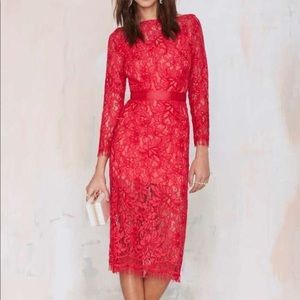 SZ L Nasty Gal red lace dress